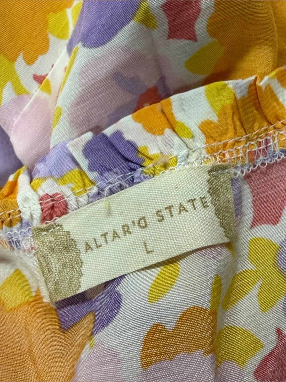 Altar’d State Pastel Floral Midi Dress in Yellow & Lavender Sweetheart Bodice L - Picture 5 of 6